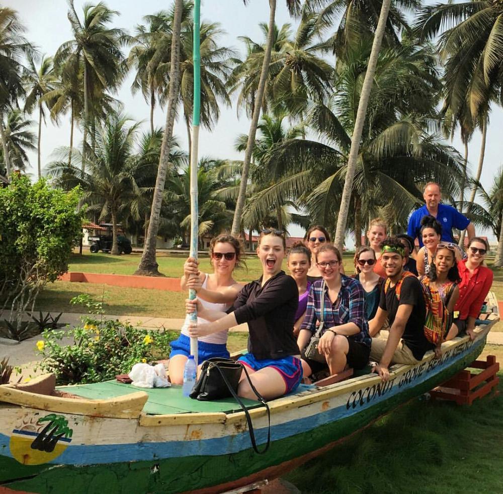 Group Photo of student on a boat