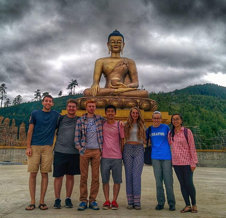 students with buddha
